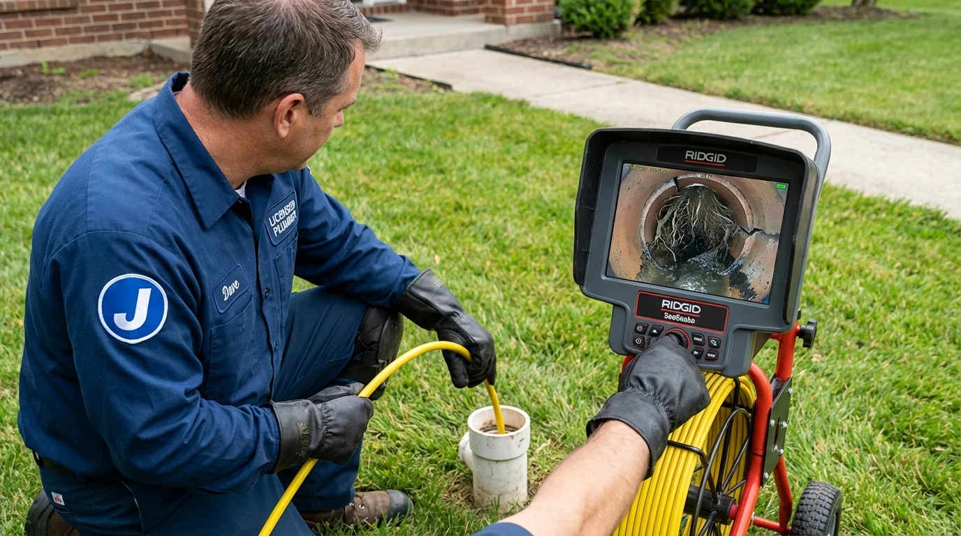 Sewer camera inspection being performed by Johns Plumbing LLC in Valley City