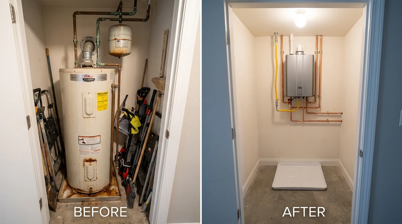 Tank water heater versus wall-mounted tankless unit comparison for Valley City, ND homeowners